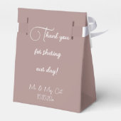 Minimalistisch Roos Goud en Wit Bruiloft Bedankdoosjes (Achterkant)