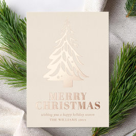 Minimalistisch Roos goudboom Vrolijk kerstfeest Folie Feestdagenkaart