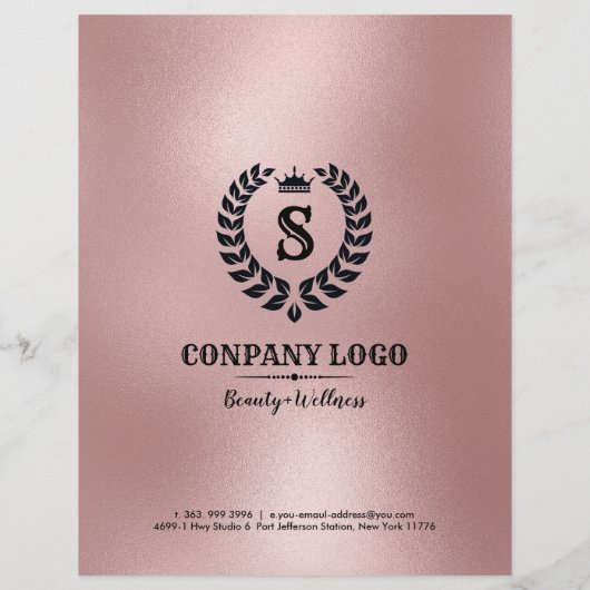 Minimalistisch Roos-gouden achtergrond Flyer (Achterkant)