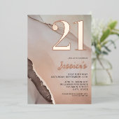 Minimalistisch Roos Gouden Chique Waterverf 21e Ve Folie Uitnodiging (Staand Voorkant)