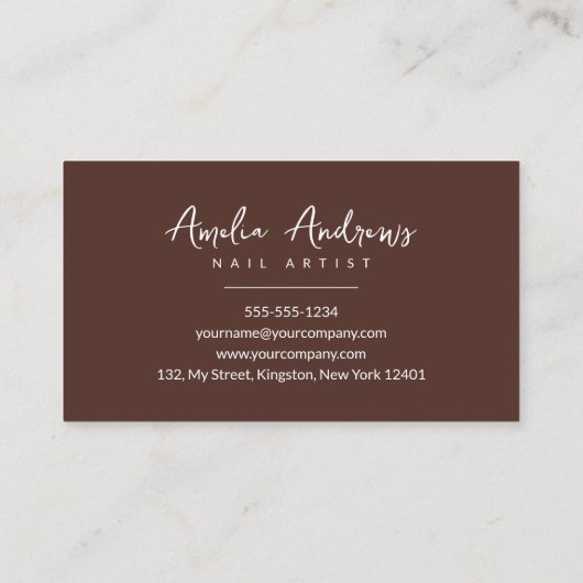 Minimalistisch Roos Gouden Glitter Nail Artist Sal Visitekaartje (Achterkant)