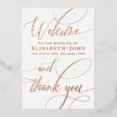  minimalistisch Roos gouden wit bruiloft programma (Voorkant)