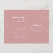 Minimalistisch Roos huwelijk | RSVP van maankeuze Briefkaart (Achterkant)