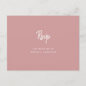 Minimalistisch Roos huwelijk | RSVP van maankeuze Briefkaart (Voorkant)
