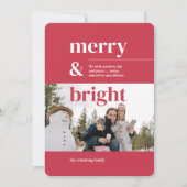 Minimalistisch Roos Merry Bright Foto Feestdagenkaart (Voorkant)