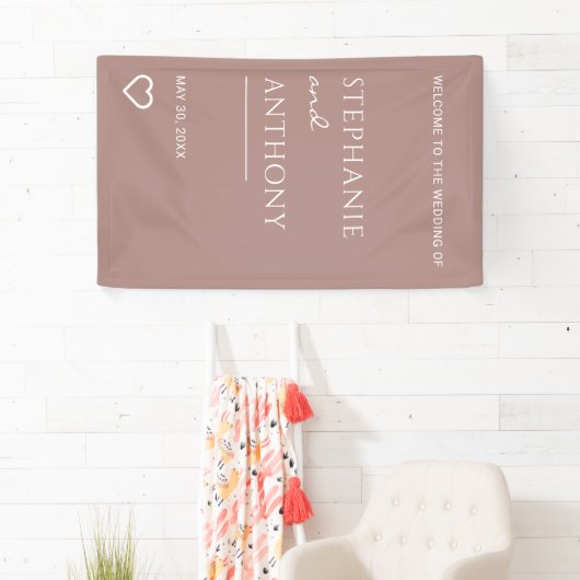 Minimalistisch Roos met hete moderne bruiloft Spandoek (Insitu)