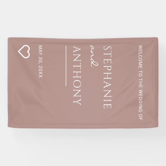 Minimalistisch Roos met hete moderne bruiloft Spandoek (Horizontaal)