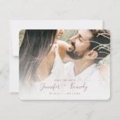Minimalistisch Roos met witte bekleding en foto's Save The Date (Voorkant)
