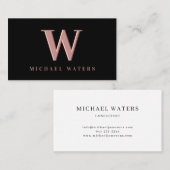 Minimalistisch Roos Monogram Logo Ingegraveerd eff Visitekaartje (Voorkant / Achterkant)