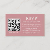 Minimalistisch Roos QR-foto van bruiloft RSVP Informatiekaartje (Voorkant)
