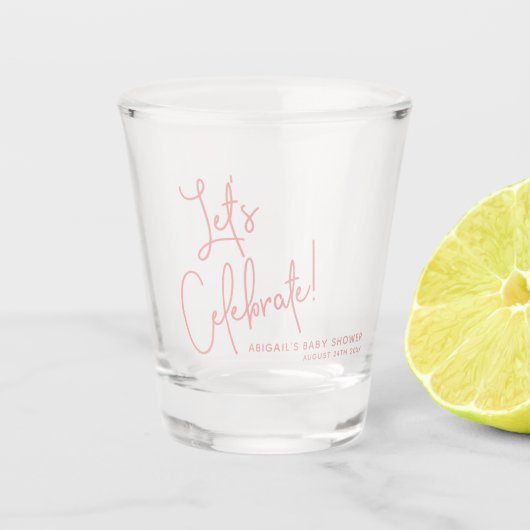 Minimalistisch Roos roze Baby shower voor mosterd Shot Glas (Voorkant)