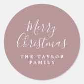 Minimalistisch Roos Roze Vrolijk kerstcadeau Ronde Sticker (Voorkant)