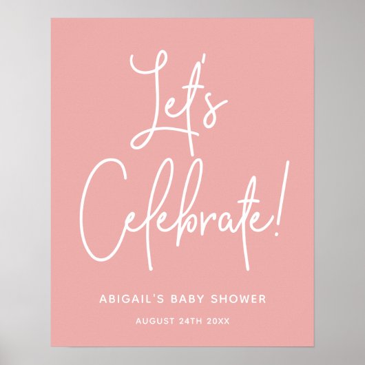 Minimalistisch Roos roze welkomstfeest Poster (Voorkant)