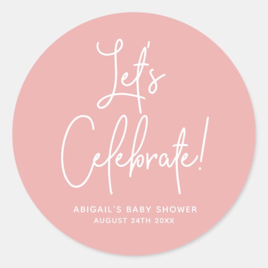 Minimalistisch Roos roze welkomstfeest Ronde Sticker (Voorkant)