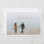 Minimalistisch Roos script met 2 foto's bruiloft Bedankkaart (Voorkant)