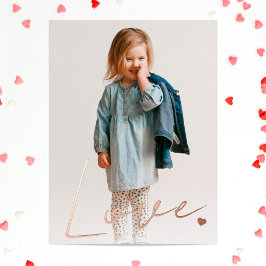 Minimalistisch Roos voor Love Typography Gold Folie Feestdagen Briefkaart