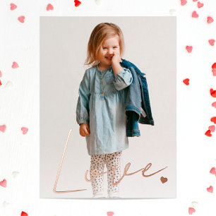 Minimalistisch Roos voor Love Typography Gold Folie Feestdagen Briefkaart