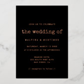  minimalistisch roos voor schrijfmachines folie uitnodiging (Voorkant)