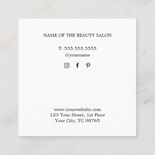 Minimalistisch Roos White Hair Stylist Vierkante Visitekaartje (Achterkant)