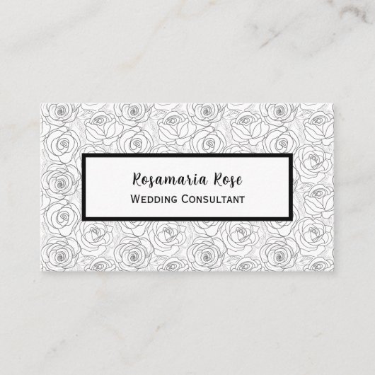 Minimalistisch Roos zwart-wit Visitekaartje (Voorkant)