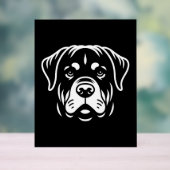 Minimalistisch Rottweiler Face Design – Bold Line Acryl Bord (Neutraal)