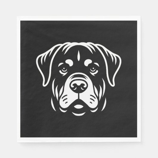 Minimalistisch Rottweiler Face Design – Bold Line  Servet (Voorkant)
