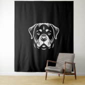 Minimalistisch Rottweiler Face Design – Bold Line  Wandkleed (In situ)