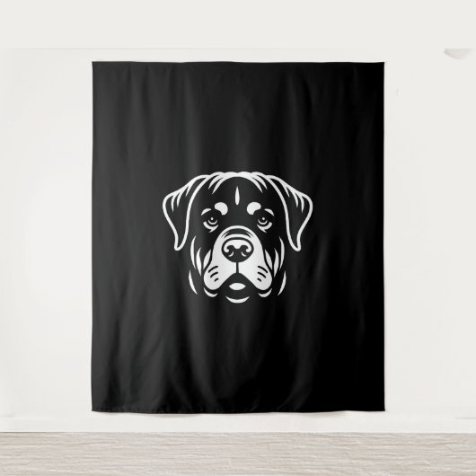 Minimalistisch Rottweiler Face Design – Bold Line  Wandkleed (Voorkant)