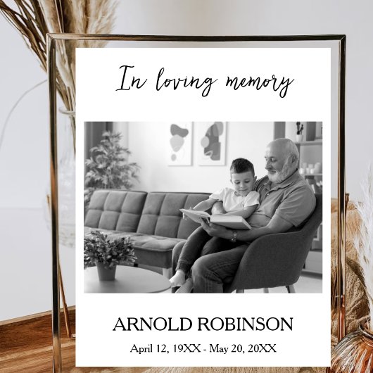 Minimalistisch rouwbord Eenvoudig herdenkingsbord Poster