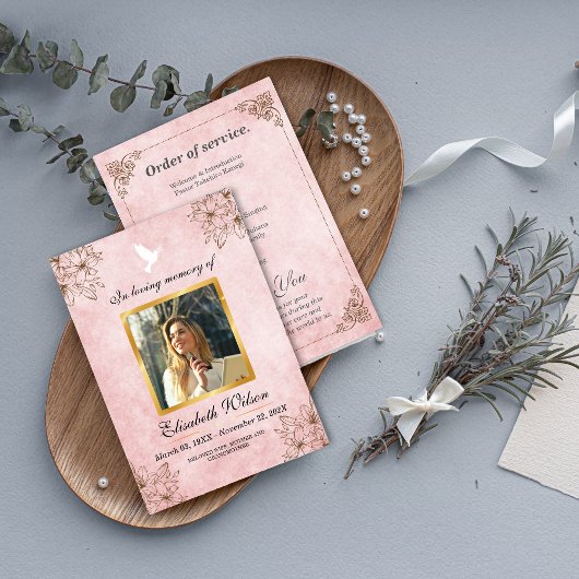 Minimalistisch rouwprogramma – Ter liefdevolle her Programmakaart