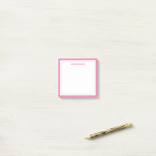 Minimalistisch roze, 2 randen post-it® notes (Op bureau)