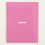 Minimalistisch roze aangepaste tekst jaar monogram planner<br><div class="desc">Minimalistisch roze aangepaste tekst jaar monogram initialen naam eenvoudige moderne elegante gepersonaliseerde Planner. Aangepaste witte tekst op roze effen kleur achtergrond.</div>