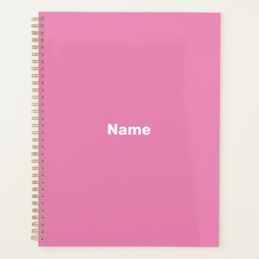 Minimalistisch roze aangepaste tekst jaar monogram planner (Voorkant)