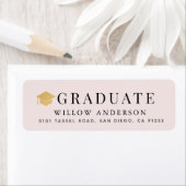 Minimalistisch roze adres Gold Gradup Cap Etiket (Insitu)