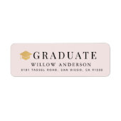 Minimalistisch roze adres Gold Gradup Cap Etiket (Voorkant)