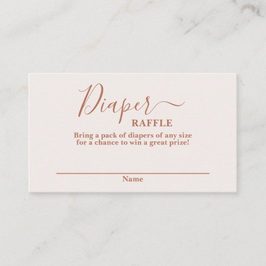 Minimalistisch roze baby shower Diaper Raffle Kaar Informatiekaartje (Voorkant)