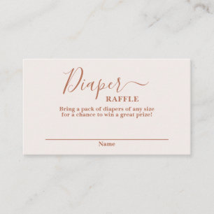 Minimalistisch roze baby shower Diaper Raffle Kaar Informatiekaartje