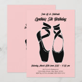 Minimalistisch roze ballet verjaardagsfeestje kaart (Voorkant / Achterkant)