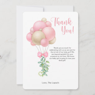 Minimalistisch roze ballon Baby shower bedankkaart Kaart