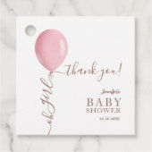 Minimalistisch roze ballon Oh meisje Baby shower Bedankjes Labels (Voorkant)