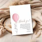 Minimalistisch roze ballon Oh meisje Baby shower Bedankkaart