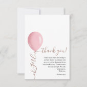 Minimalistisch roze ballon Oh meisje Baby shower Bedankkaart (Voorkant)