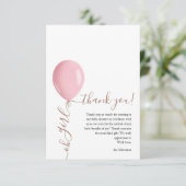 Minimalistisch roze ballon Oh meisje Baby shower Bedankkaart (Staand voorkant)