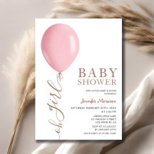 Minimalistisch roze ballon Oh meisje Baby shower