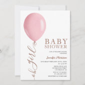 Minimalistisch roze ballon Oh meisje Baby shower Kaart (Voorkant)