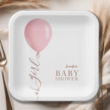 Minimalistisch roze ballon Oh meisje Baby shower