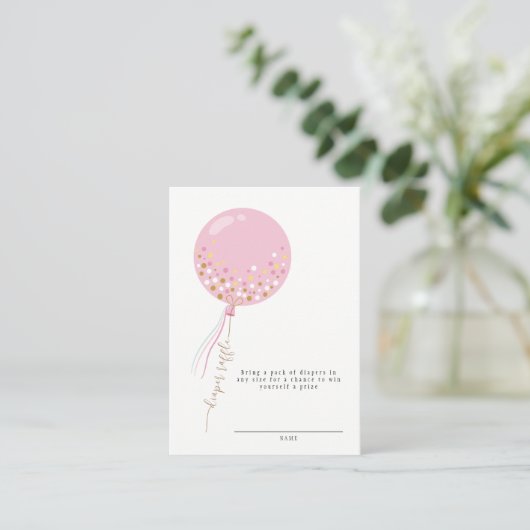 Minimalistisch Roze Ballonluier Raffle Baby shower Informatiekaartje (Staand voorkant)