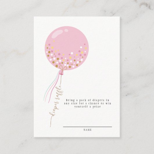 Minimalistisch Roze Ballonluier Raffle Baby shower Informatiekaartje (Voorkant)