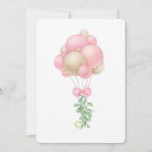 Minimalistisch roze ballonnen Baby shower Kaart (Achterkant)