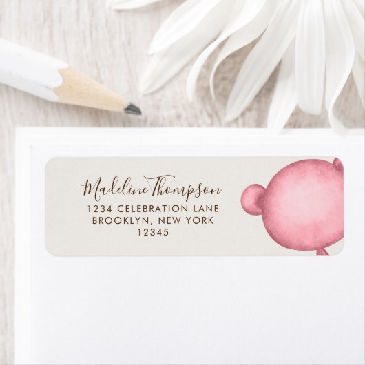 Minimalistisch roze Beer Elegant Script Typografie Etiket (Insitu)